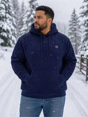 Sergio Tacchini Men 3XL Navy Quilted Hoodie